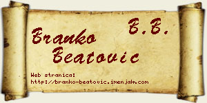 Branko Beatović vizit kartica